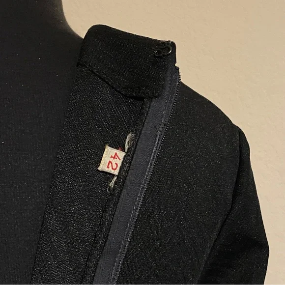 vtg Tuxedo Hostess Dress w Dual Side Splits - Picture 8 of 10